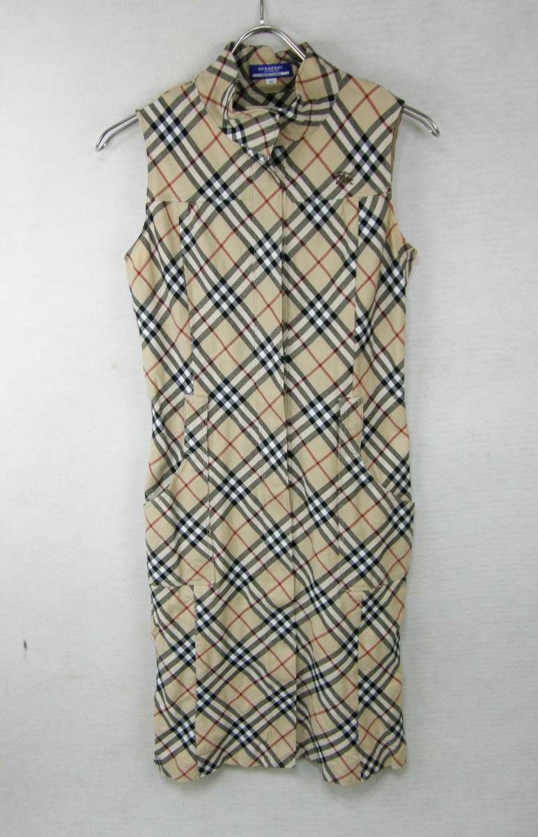 117）バーバリーブルーレーベル　ノバチェックワンピース　サイズ36 美品