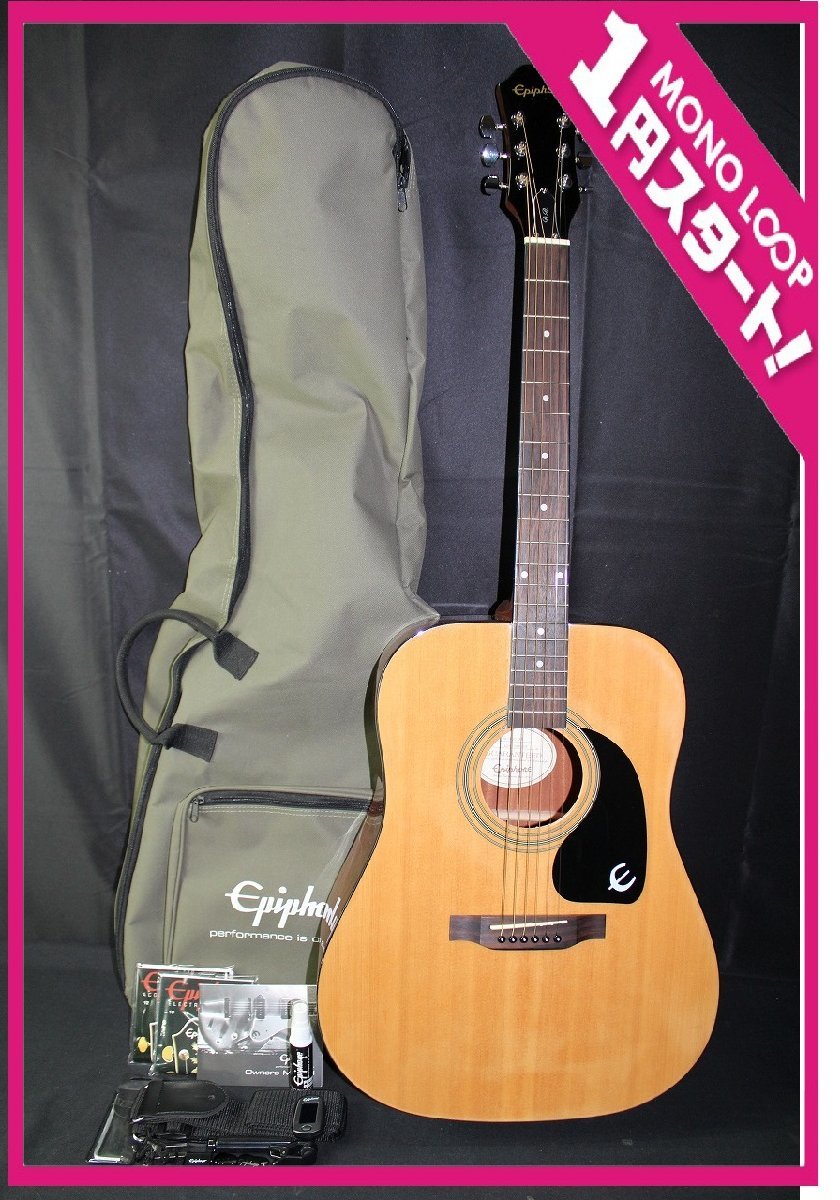 【18ヤjP07187E】★１円スタート★Epiphon★エピフォン★DR-100NA★アコースティックギター★ハードケース付き★楽器★演奏★弦楽器★現状
