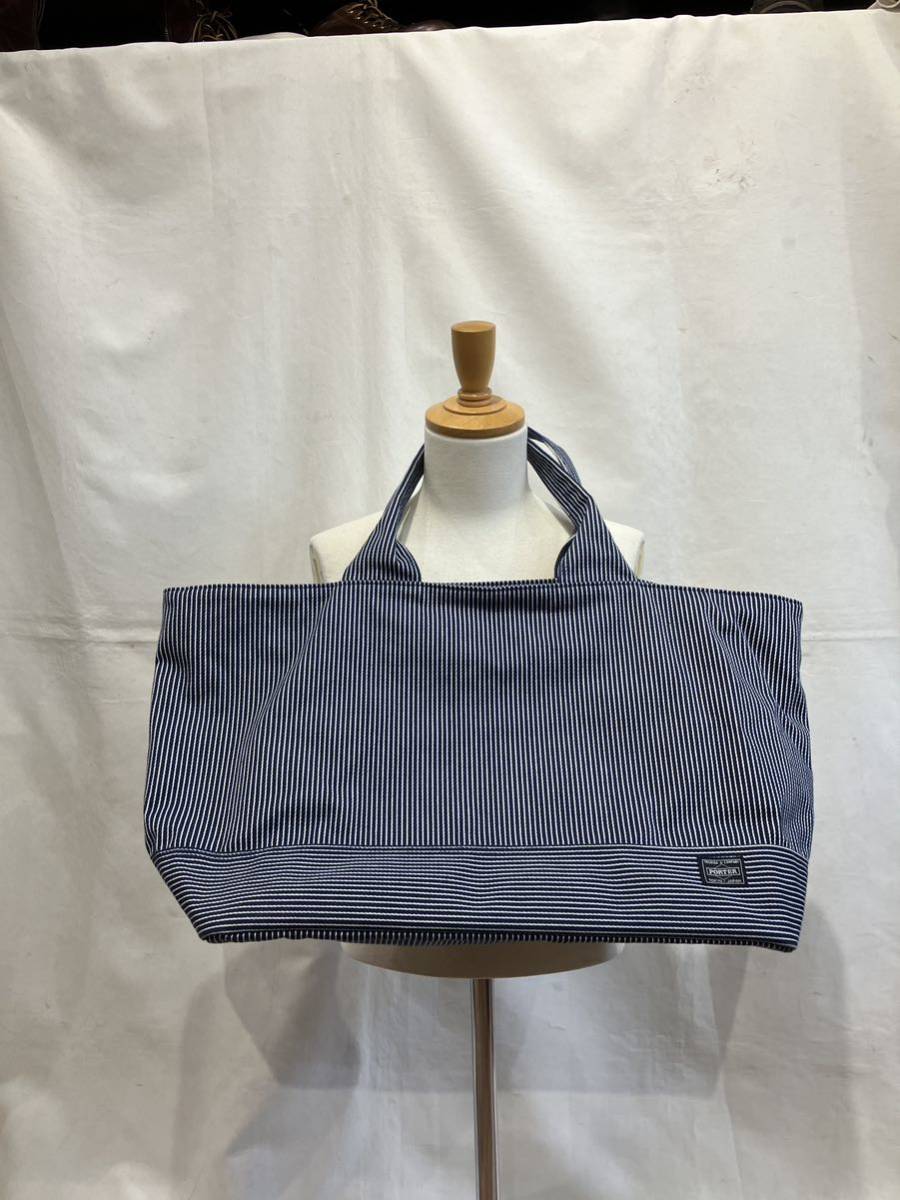 美品 Porter Classic ヒッコリー ショルダーバッグ レザーベルト PORTERトートバッグ ショルダーバッグ ヒッコリー ストライプ ポーター