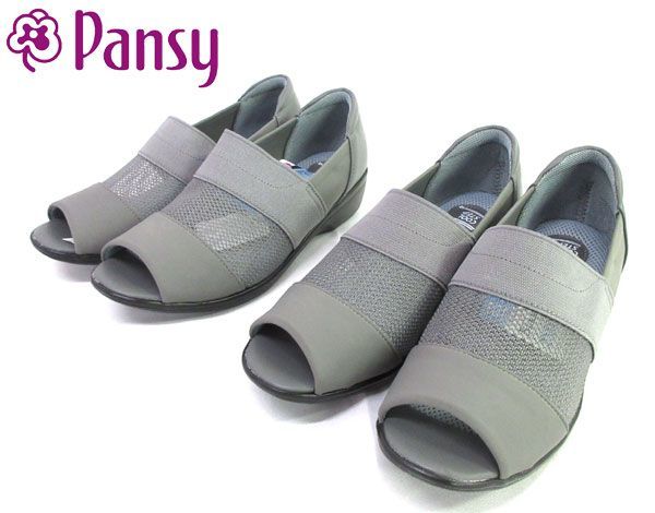 送料300円(税込)■rx104■レディース パンジー カジュアルシューズ グレー(23.5cm/3E) 2足【シンオク】