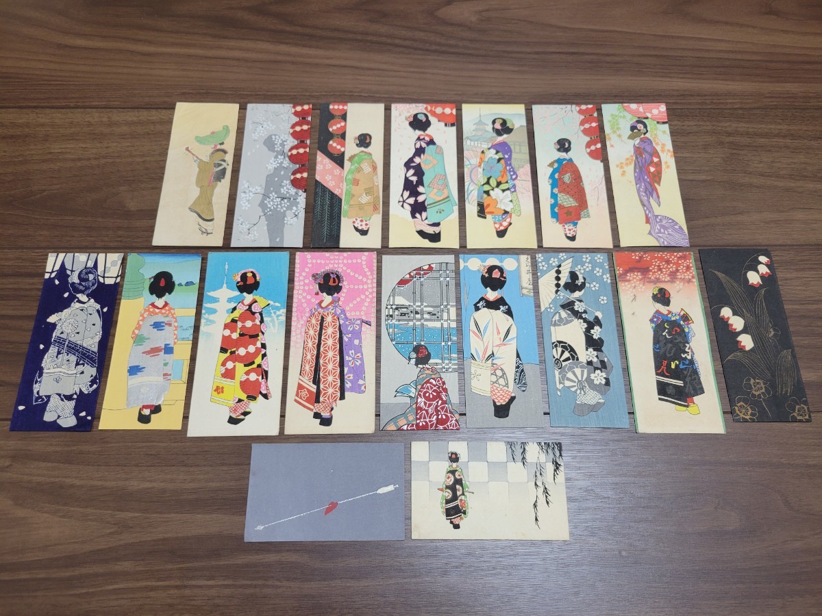 ☆戦前 木版画ポチ袋18点まとめて☆(アールデコ絵封筒大正ロマン昭和