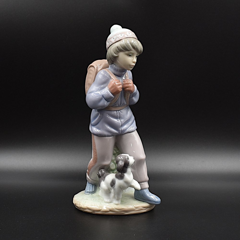 佳香リヤドロ リヤドロ №6017 木曜日の男の子 犬 アンティーク 西洋