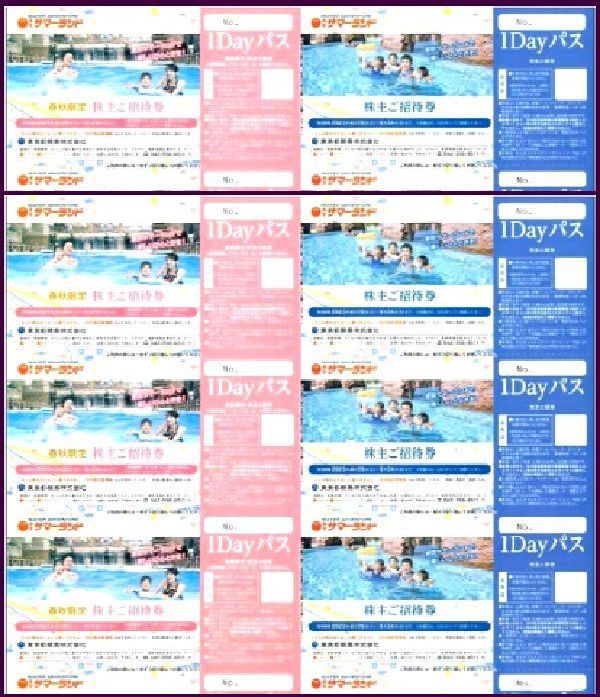 送無 東京都競馬株主優待 東京サマーランド1Dayパス券（春秋招待券4