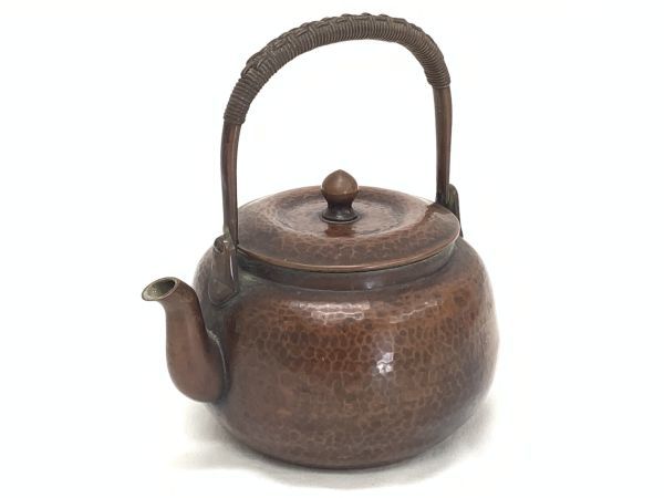 旧家蔵出 金谷 五郎三郎 緋銅 鎚目 湯沸 共箱 重量130g 銅瓶 薬缶 水注