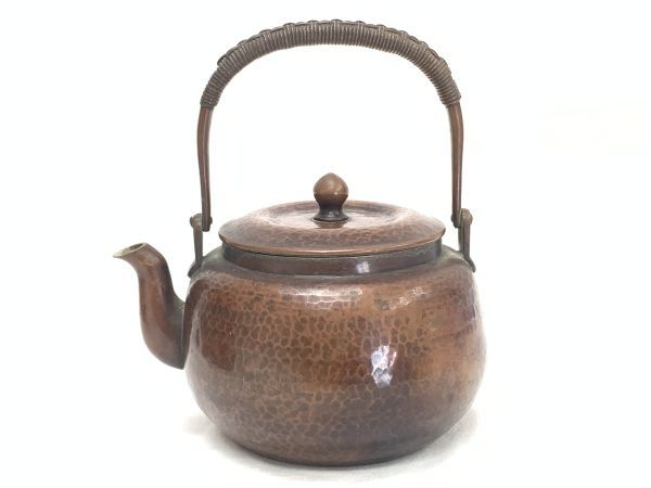 旧家蔵出 金谷 五郎三郎 緋銅 鎚目 湯沸 共箱 重量130g 銅瓶 薬缶 水注
