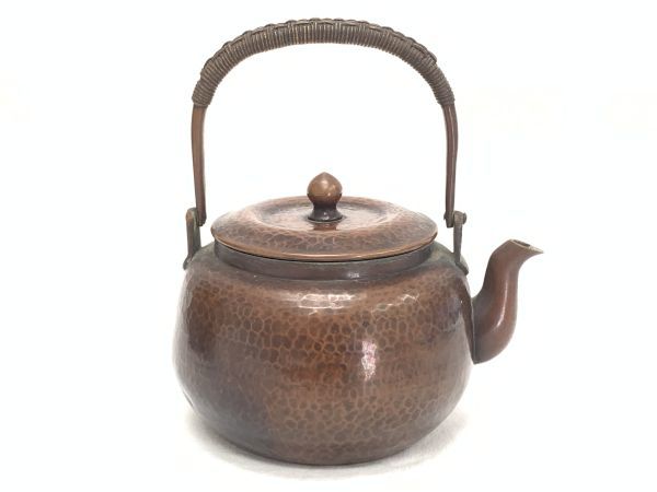 旧家蔵出 金谷 五郎三郎 緋銅 鎚目 湯沸 共箱 重量130g 銅瓶 薬缶 水注