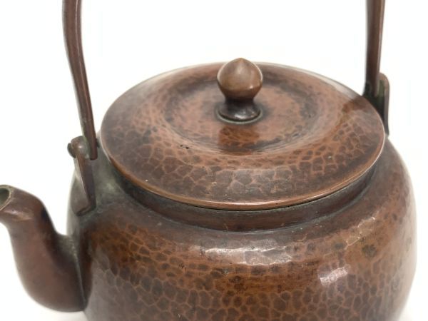 旧家蔵出 金谷 五郎三郎 緋銅 鎚目 湯沸 共箱 重量130g 銅瓶 薬缶 水注