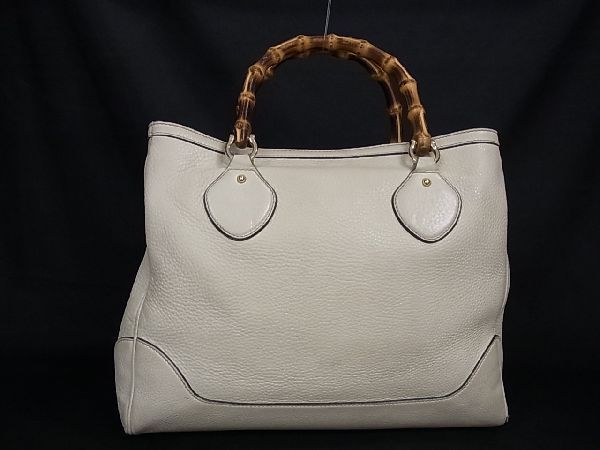 1円 GUCCI グッチ 282317 バンブー レザー ハンドバッグ トートバッグ