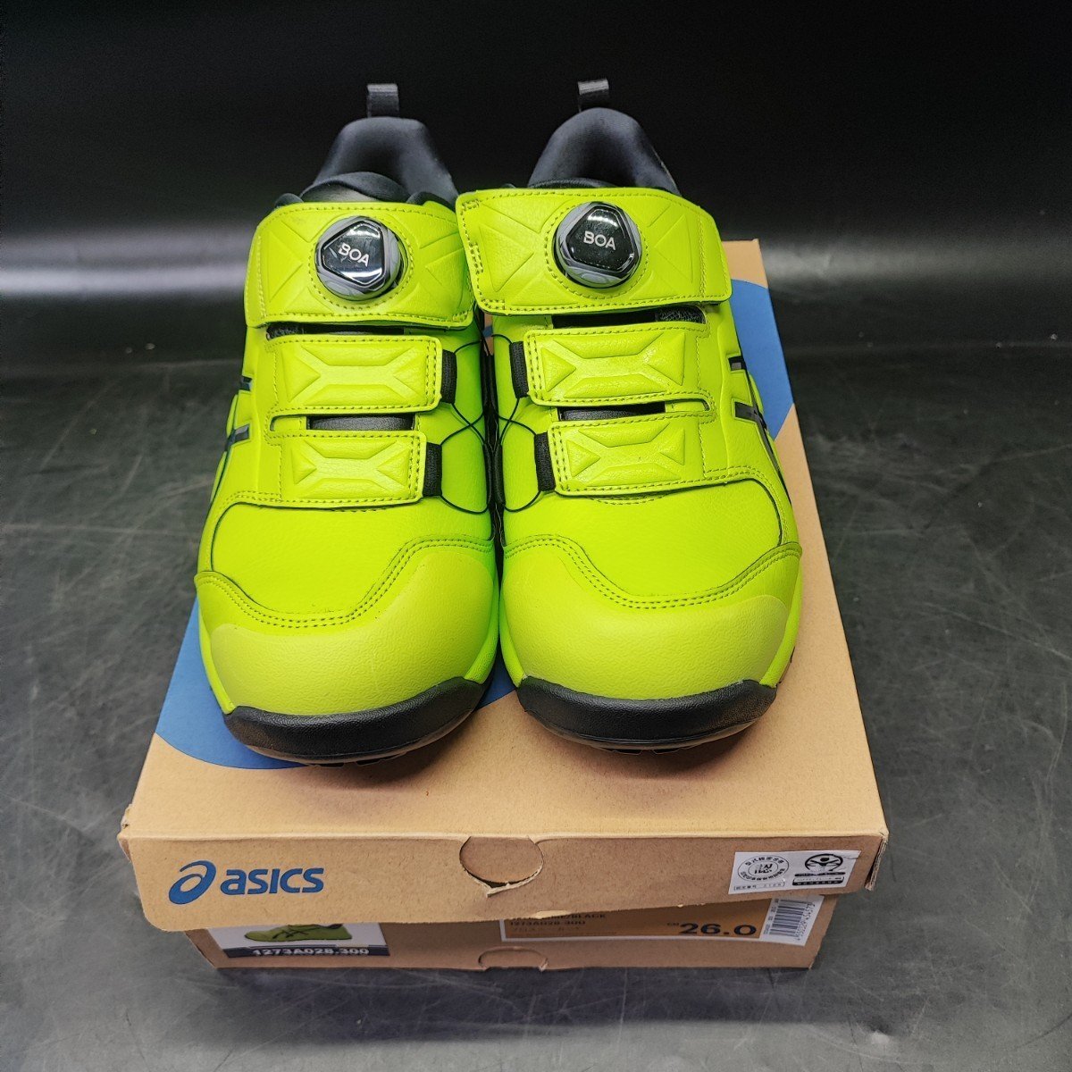 【未使用品】アシックス asics 安全靴 26.0cm CP307 BOA ネオンライム・ブラック 代引発送・領収書対応