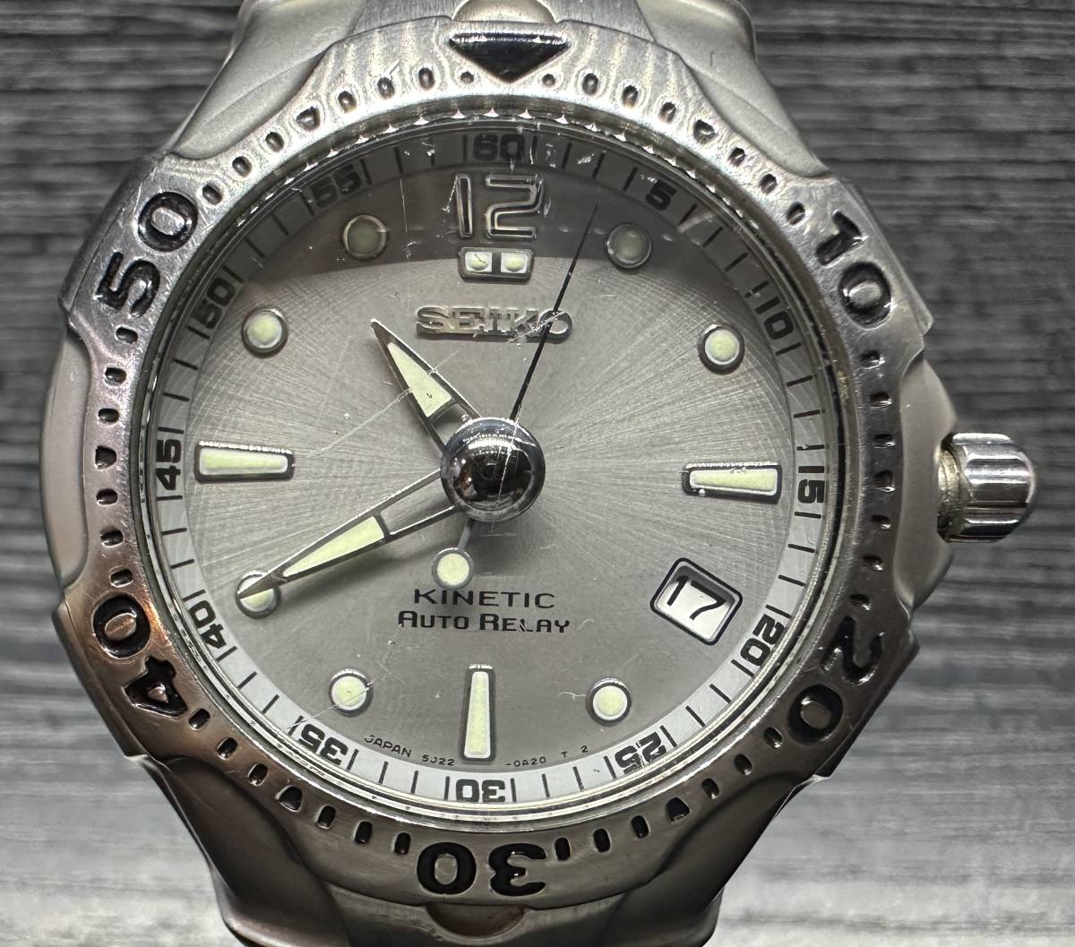 腕時計 SEIKO KINETIC AUTO RELAY 5J22-0A60 STANLESS STEEL WATER 