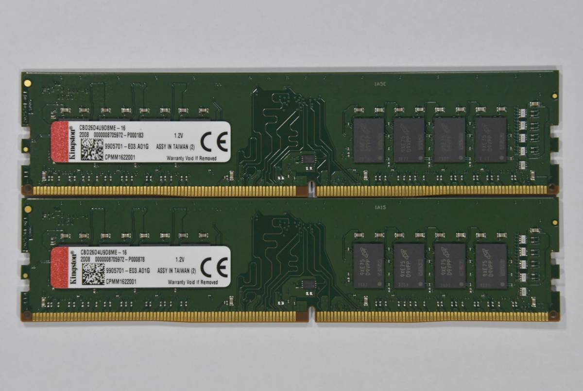 動作保証☆メモリー PC4-21300 DDR4-2666 32GB(16GBx2)Kingston エラー