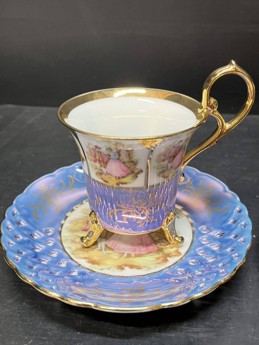 オールドノリタケ パンジー紋 ティーカップ2組 ビオラ 三つ脚 猫足