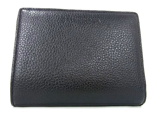 1円 ■美品■ BALENCIAGA バレンシアガ 664042 レザー 二つ折り ラウンドファスナー 財布 ウォレット レディース ブラック系 AP4550