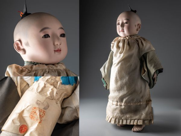 AB197. 市松人形【竹田人形店製】遥山銘 男の子 童子 高さ40cm / 置物 