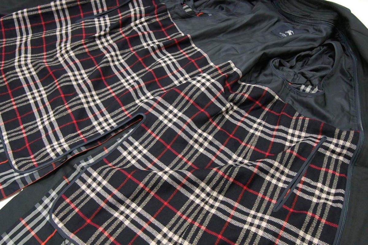r2_9495 良品 BURBERRY バーバリー ネイビーノバチェック・ウール 