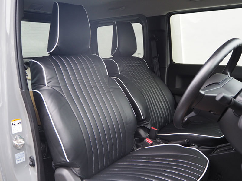 ジムニー シートカバー JB64W JIMNY XC/XL ブラック×ホワイトパイピング 1台分セット DOMS (9908-BK-WH