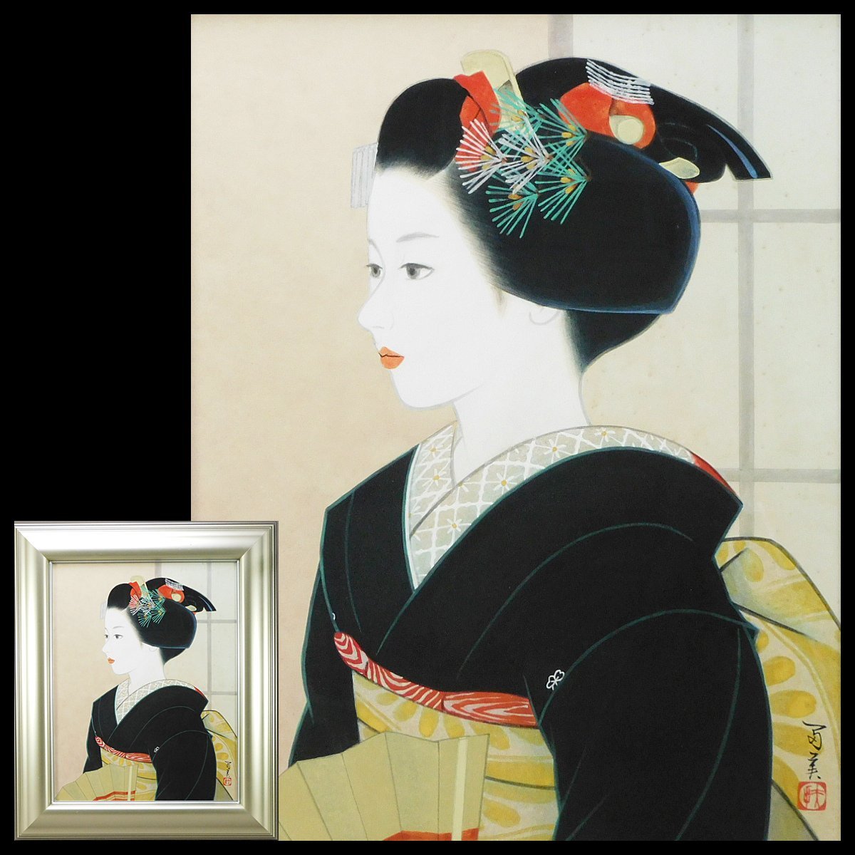 日本画倉田冨美 舞妓 小品 共シール 日本画倉田冨美 舞妓 小品 共