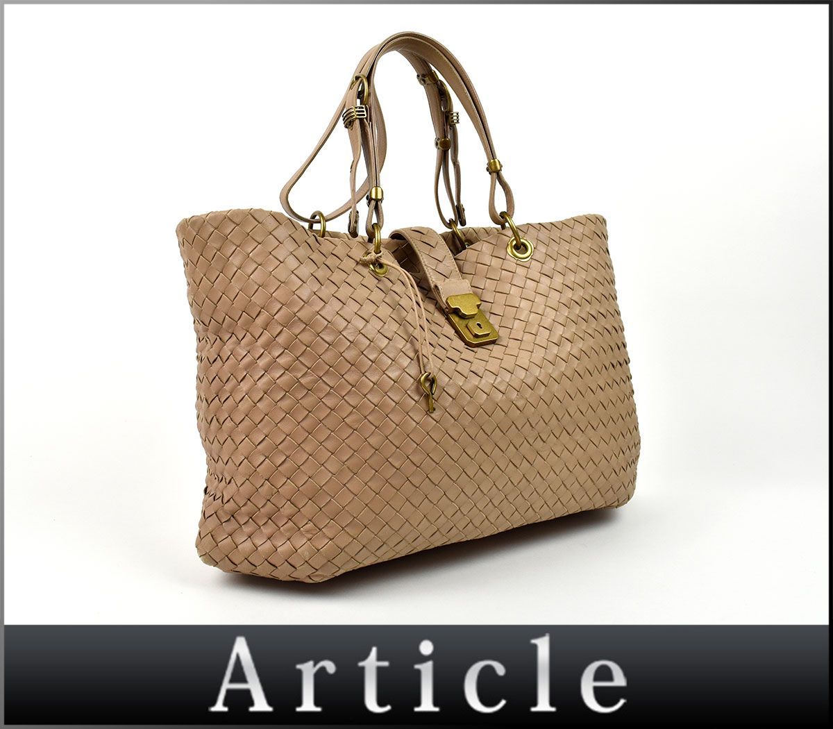 149455□ BOTTEGA VENETA ボッテガヴェネタ イントレチャート トートバッグ ショルダーバッグ 162197 レザー ピンクベージュ