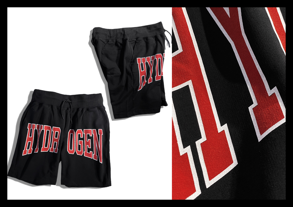 定価2.6万 ハイドロゲン HYDROGEN スリムシルエットで品よく穿ける♪フロントロゴデザイン スウェットショーツ アイコンショートパンツ