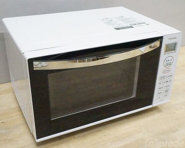 美品 TOSHIBA 東芝 単機能 電子レンジ 900W 17L 縦開き 間口29.6cm フラット庫内 ER-WS17 白 ホワイト 取扱説明書 保証残あり 2022年製