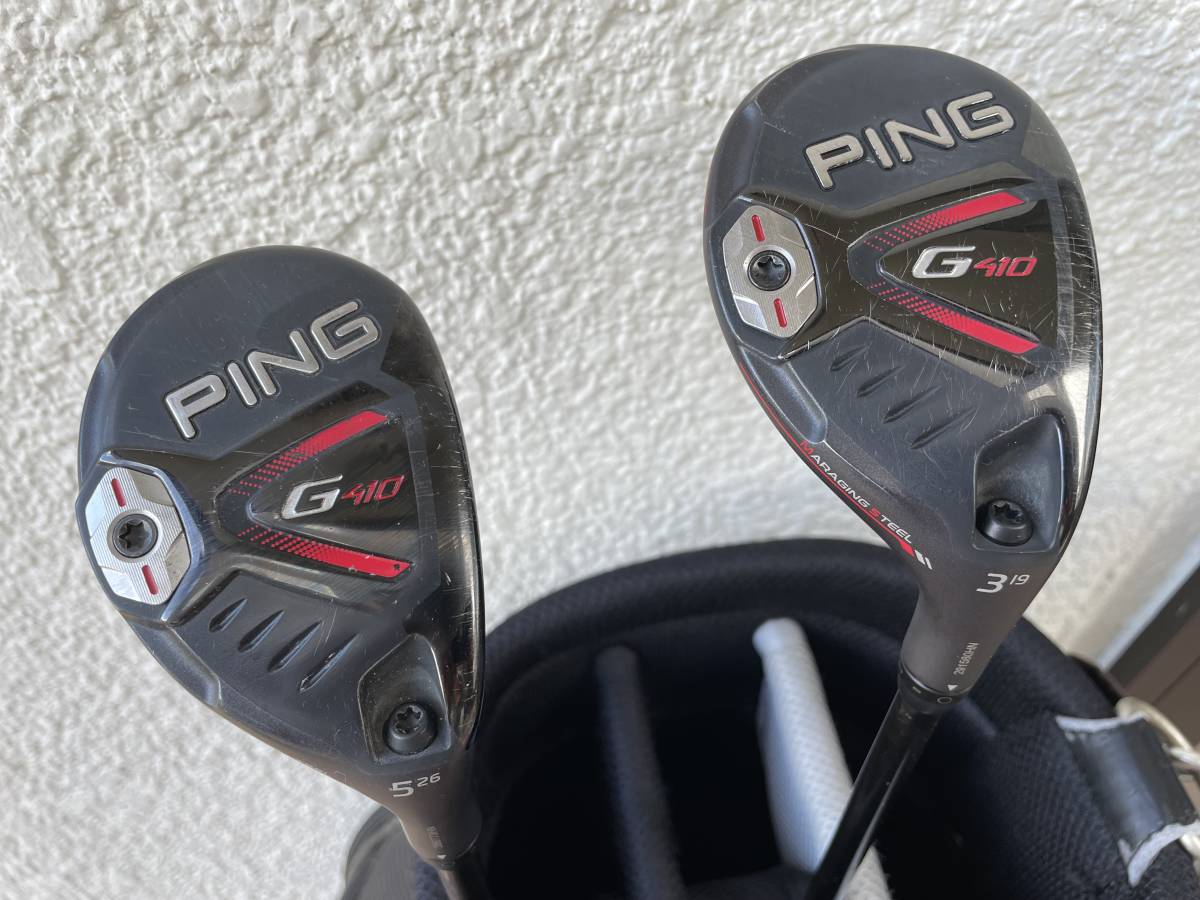 PING■ピン■G410■2本セット■3、5HB■19、26度、調整可■TOUR173-85-S■アクア■超希少美品■金谷、HC付き、名器人気、狙えるUT、送料無