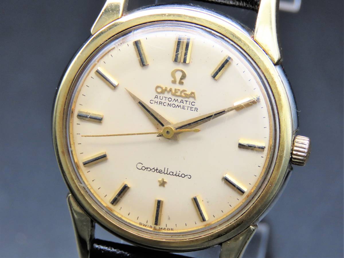 1円～! ジャンク品 稼働有★正規品 OMEGA オメガ コンステレーション 金メダリオン クロノメーター 自動巻き メンズ腕時計 TTKLG1556