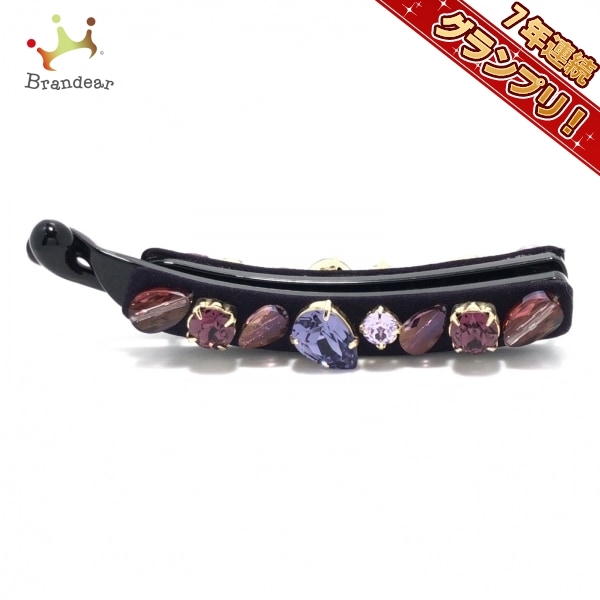 コンプレックスビズ ComplexBIZ バレッタ - プラスチック×カラーストーン 黒×紫×ピンク バナナクリップ アクセサリー（他）