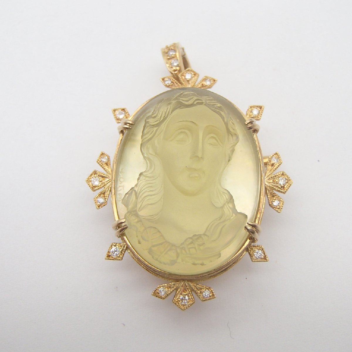 ◎銘有り カメオ ブローチ ペンダント トップ / K18 750 約12g D0.12ct 