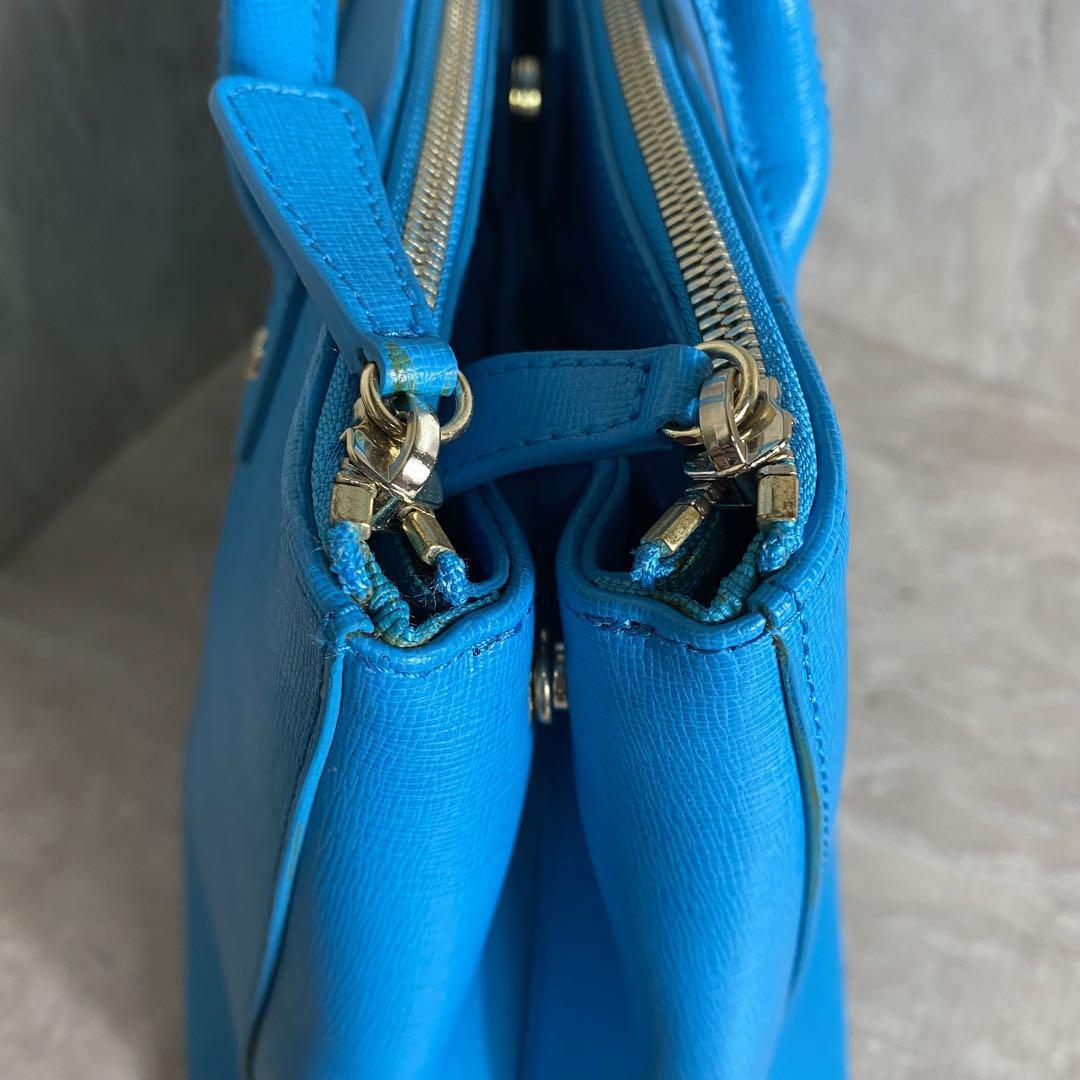 FURLA フルラ レザー ターコイズ ターコイズブルー ハンドバッグ 美品 