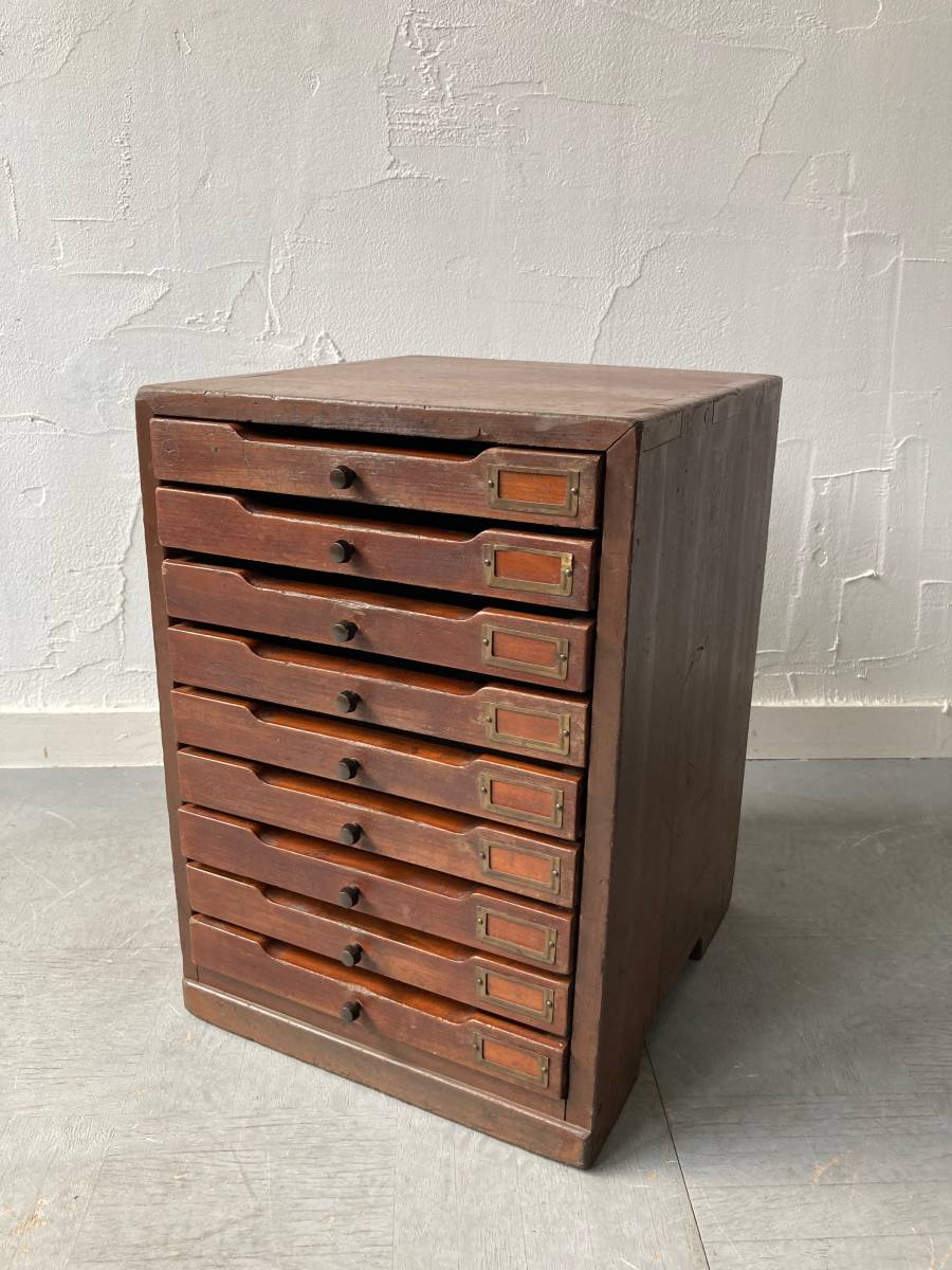 昭和レトロ ヴィンテージ 木製 5段引出し 収納棚 古道具 昭和レトロ
