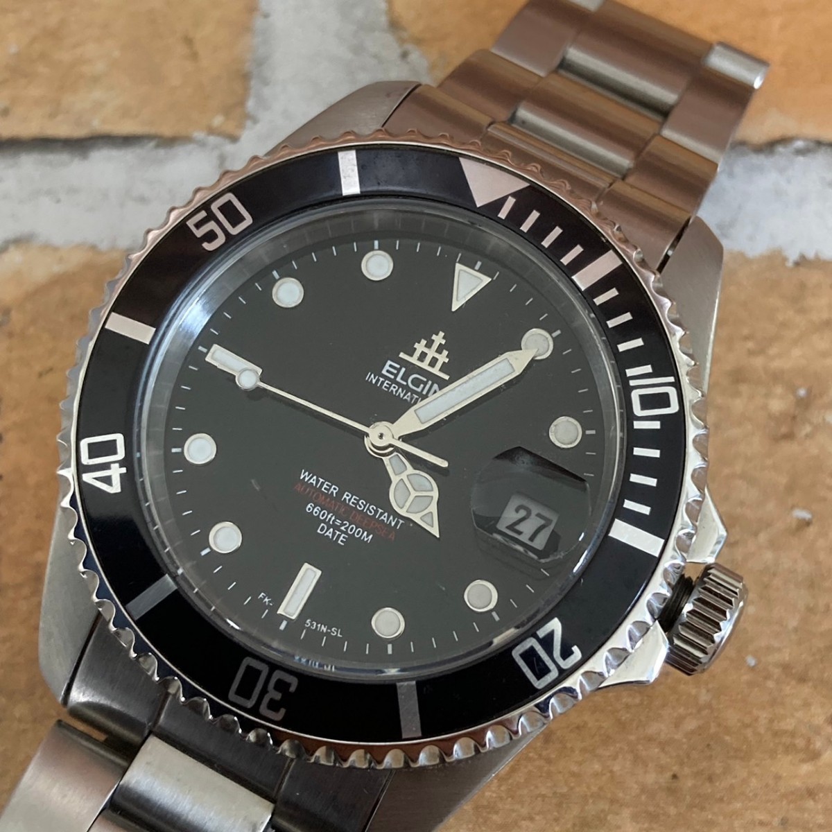 ELGIN FK-553-N Men\\u2019s Watch Analog Round Beige ◇1円◇稼働