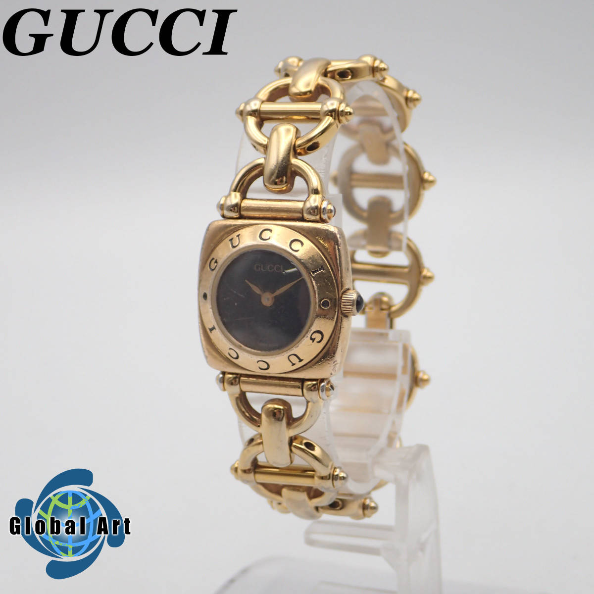 う08042/GUCCI グッチ/クオーツ/レディース腕時計/文字盤 ブラック/6400L