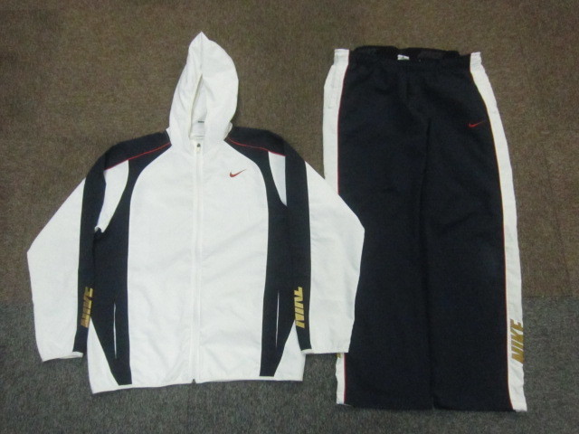 ナイキ　メンズナイロンジャージ上下セットアップ　メンズXL LL　白紺赤　ウインドブレーカー上下　ナイロンパーカー＆パンツ　08269