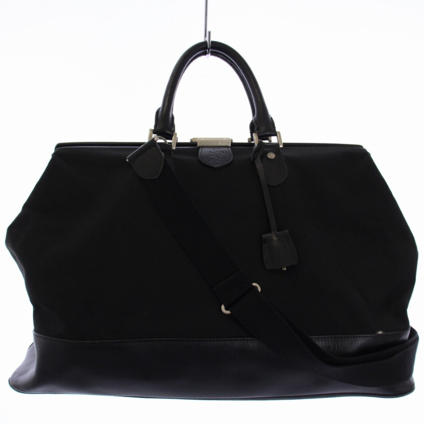 アニエスベー ボヤージュ Agnes b. VOYAGE ボストンバッグ ショルダーバッグ 2WAY 鍵付き キャンバス レザー 黒 レディース