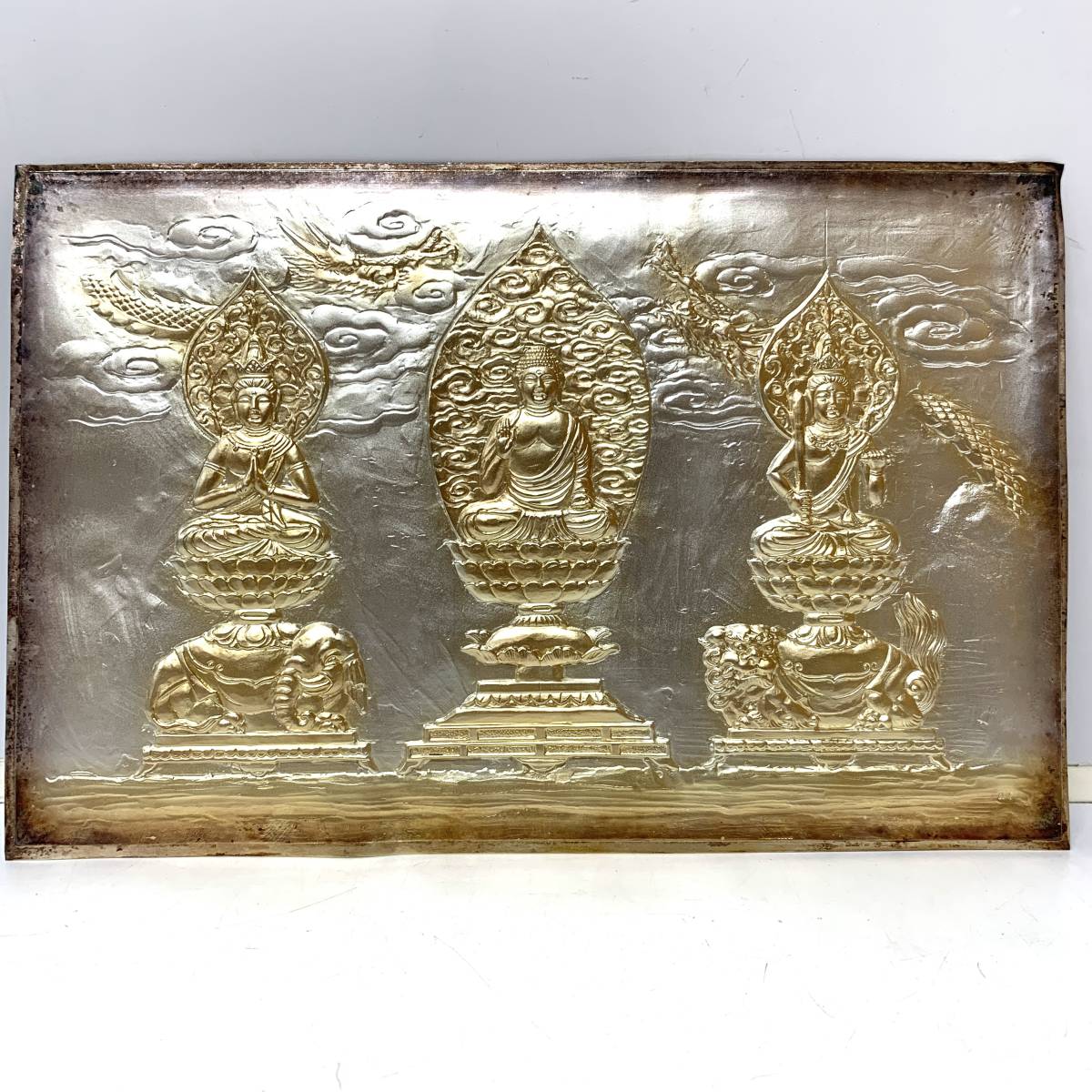 額装【純銀刻印】仏教美術 大仏像 彫金 金属工芸 飾物 インテリア 額寸