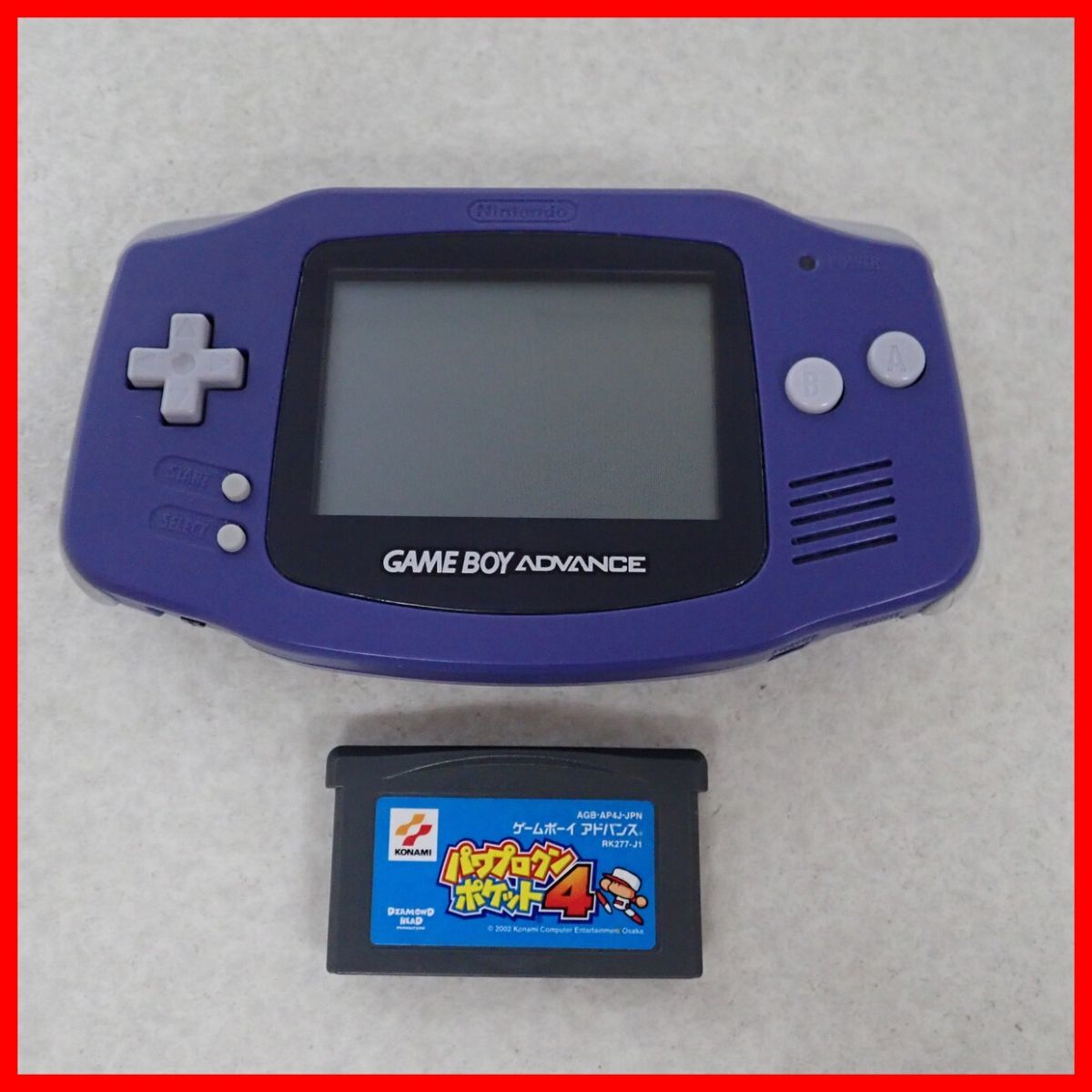 動作品 GBA ゲームボーイアドバンス 本体 パープル AGB-001 + ソフト パワプロクンポケット4 まとめてセット Nintendo 任天堂 1円〜【10