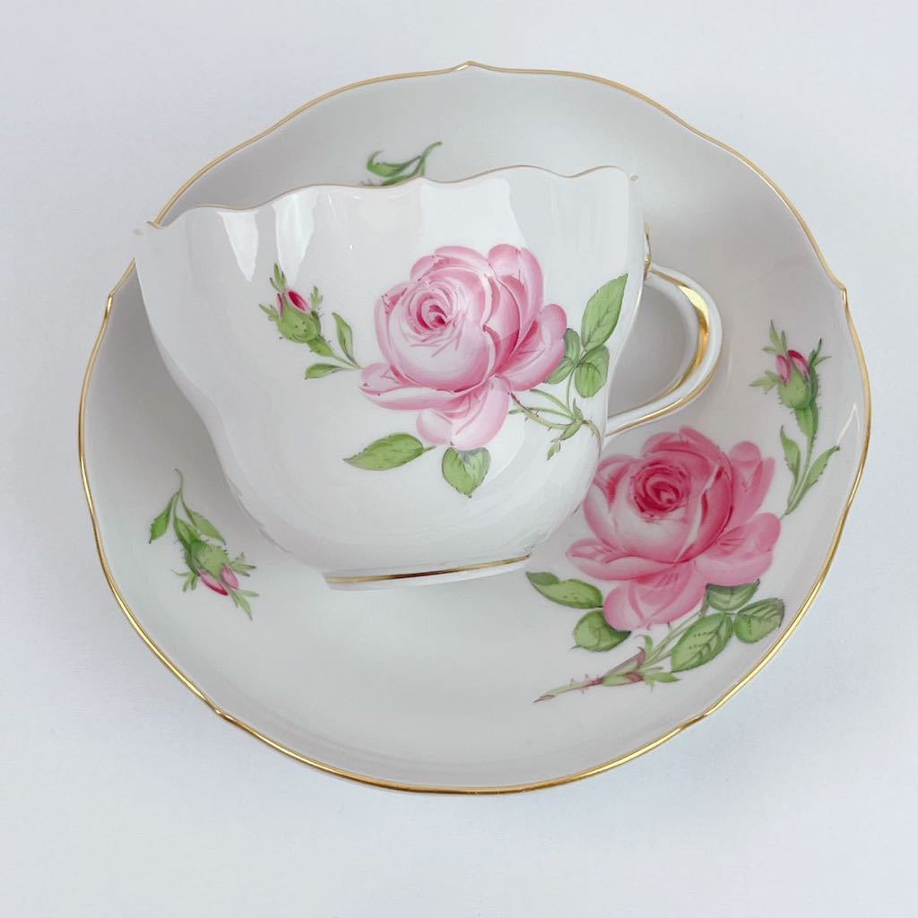 ☆美品☆ MEISSEN マイセン 金彩 ピンクローズ ピンク バラ 洋食器