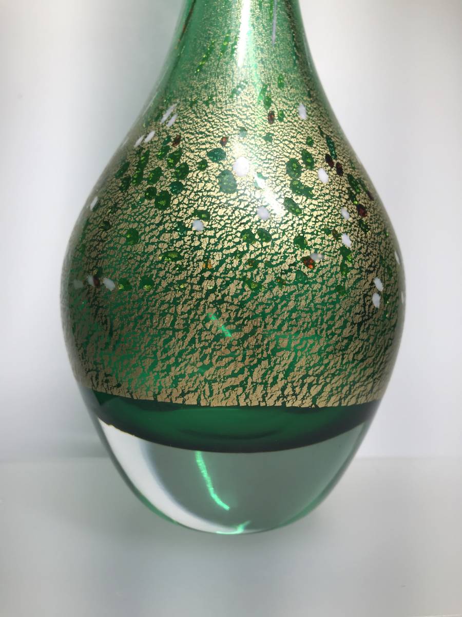 【未使用・箱付き】黒木国昭 手吹きガラス 花器 金彩 琳派 一輪挿し 未使用・箱付き】黒木国昭 手吹きガラス 花器 金彩 琳派 一輪挿し 未