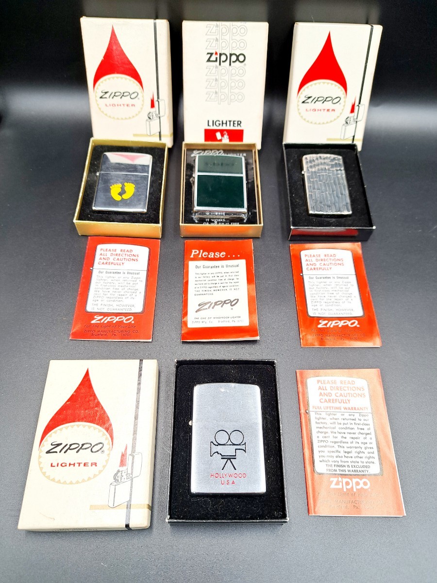 【１円スタート】 ZIPPO ジッポー オイルライター 箱付き 説明書付き 4点 筆記体刻印 