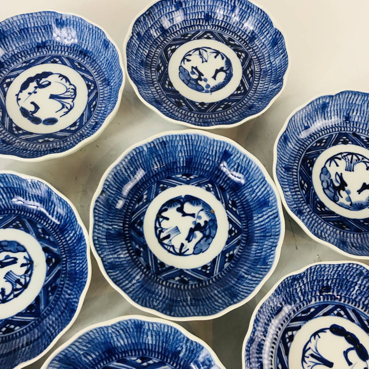 KMT256 伊万里 染付 なます皿 19枚まとめ売り 骨董 蔵出し 時代物 古