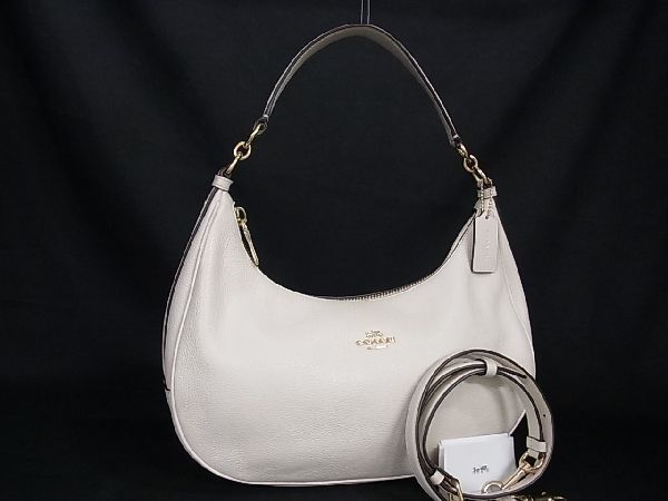 1円 ■極美品■ COACH コーチ F38250 ハーレー ホーボー レザー 2WAY クロスボディ ショルダーバッグ 斜め掛けかばん アイボリー系  BG1789