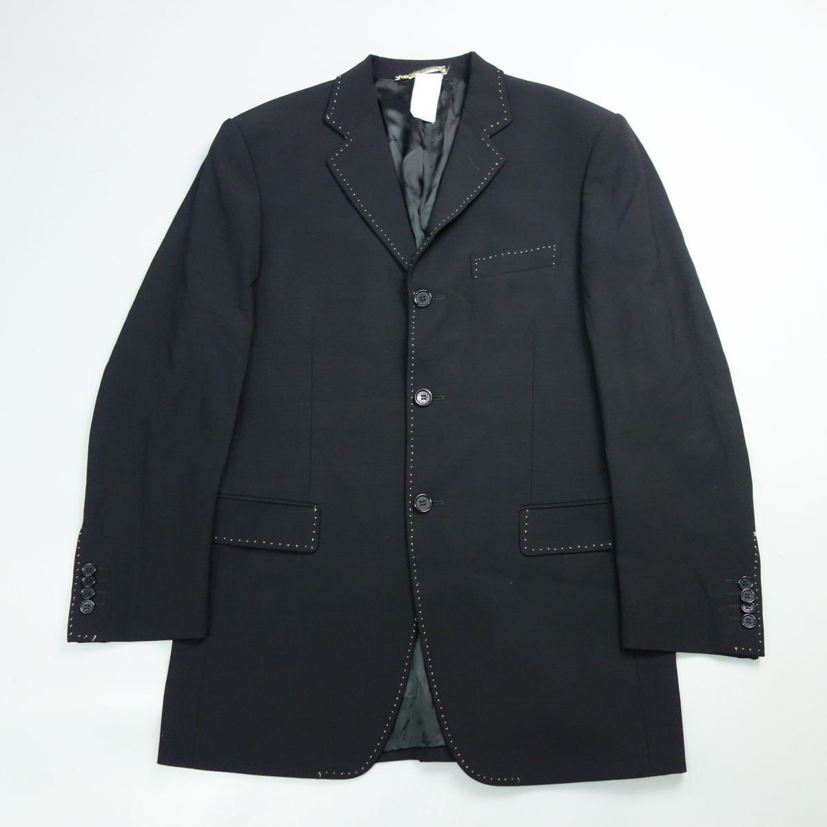 Dolce&Gabbana ドルチェ＆ガッバーナ イタリア製 ハンドステッチデザイン3Bテーラードジャケット 48 ブラック メンズ