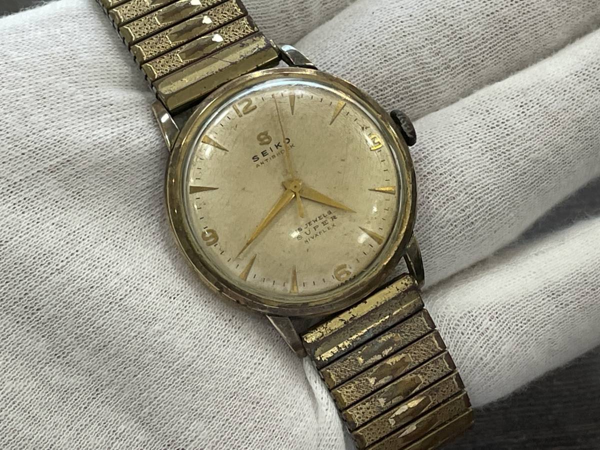 SEIKO NIVAFLEX 手巻き 15石 アンティーク ジャンク ☆【アンティーク 紳士 メンズ 手巻き 腕時計】セイコー スーパー