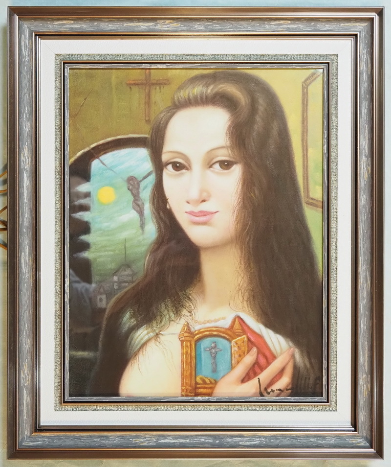 ◎ 人物／婦人像 凝視 F6号絵画 古沢岩美 額縁有り 中古画作 ◎ 真