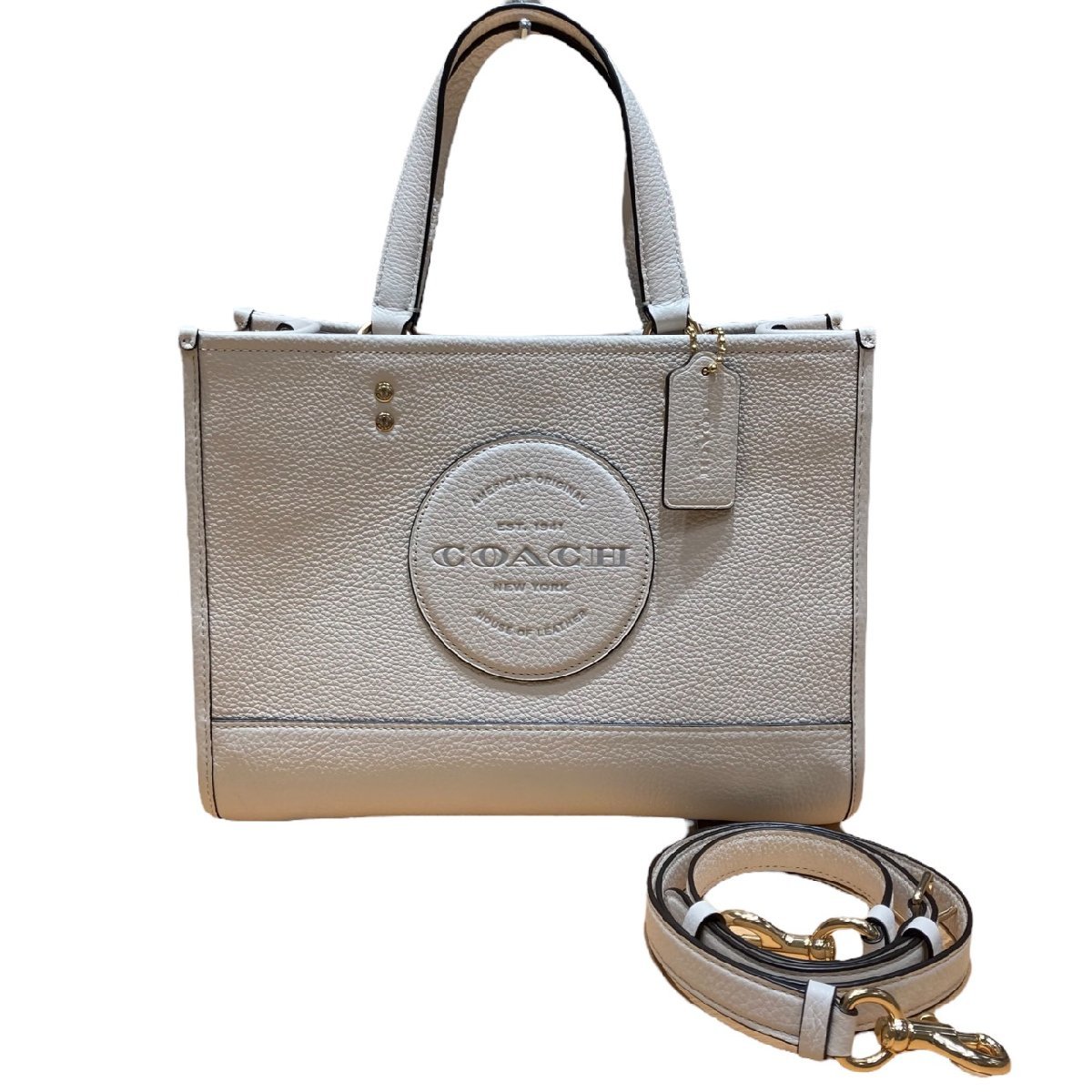 COACH コーチ レザー ハンドバッグ 2way ホワイト系 ストラップ付 