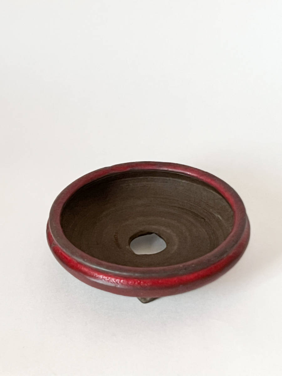 希少】市之倉石州 鶏血釉 ミニ 盆栽鉢 盆器 盆栽鉢 市