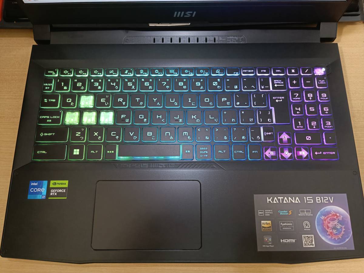 MSI Katana-15-B12VGK-1803JP Core i7 12650H 10コア GeforceRTX 4070 