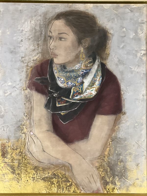 模写■日本画■作者不詳■女性図■古径額■美しい逸品■額付絵画　2ｃ