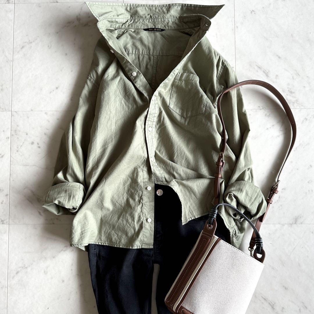 極美品＊バンヤードストーム ミリタリー コットンシャツ カーキグリーン サイズ1 BARNYARDSTORM レディース 羽織り