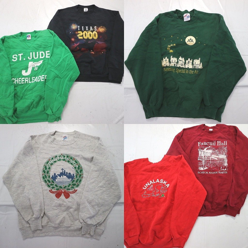 ◎USA製　古着屋系スウェットMIX set ラグラン　ラッセル 他 (メンズXL/L) 6枚セット まとめ売り 古着卸 1円スタート 最落なし MP1608